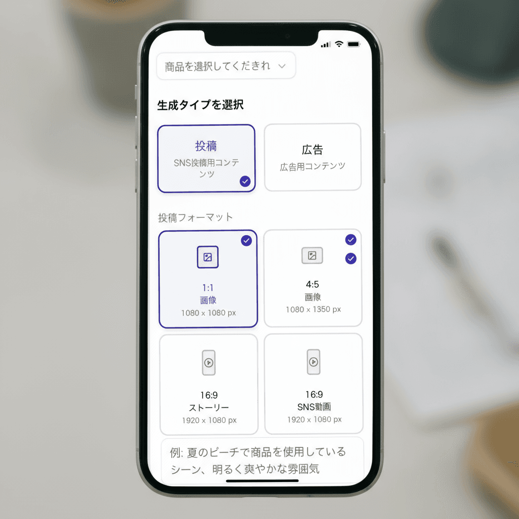 生成タイプを選択